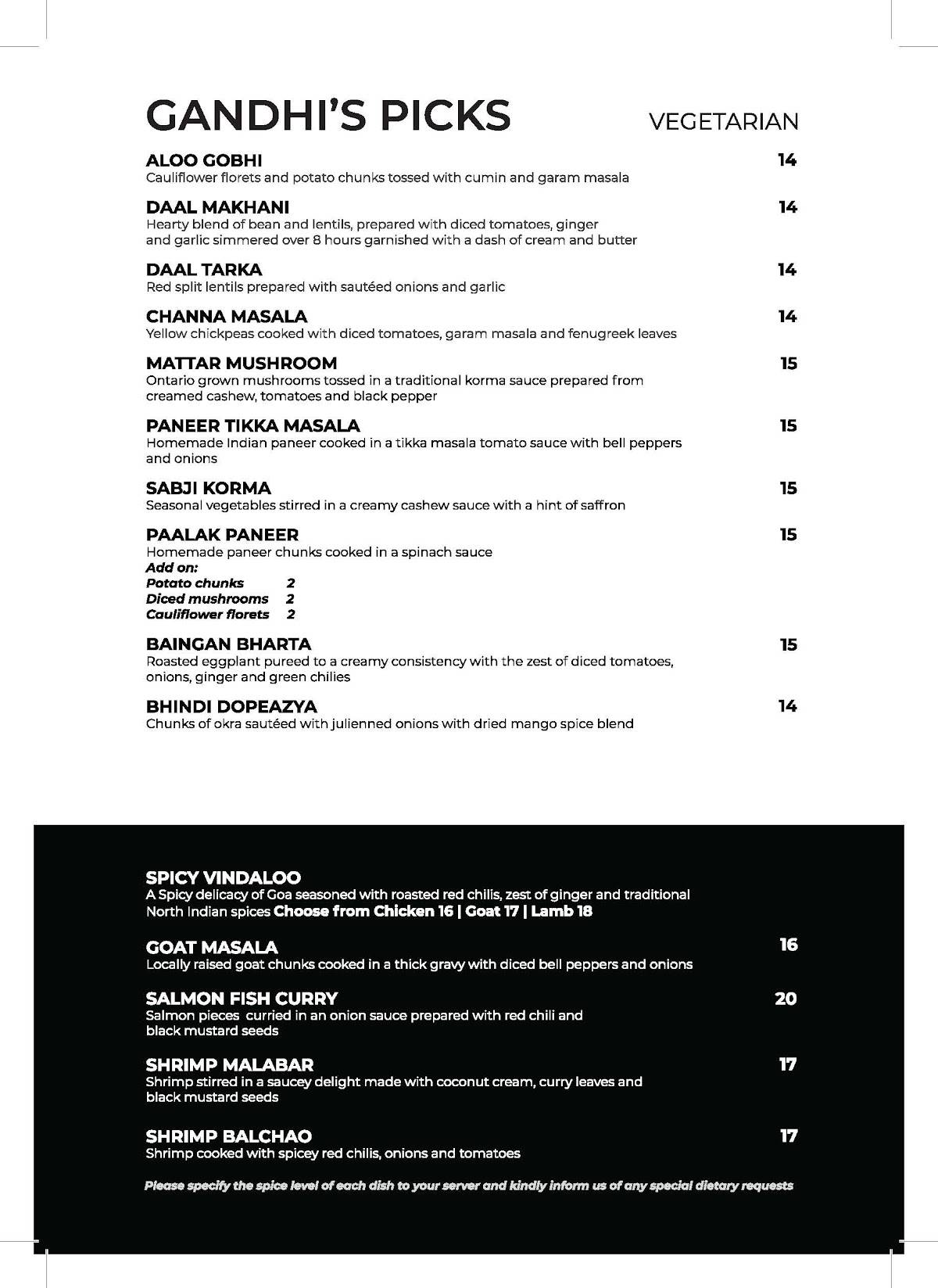 Menu at Cumin Kitchen restaurant, Toronto, Danforth Ave