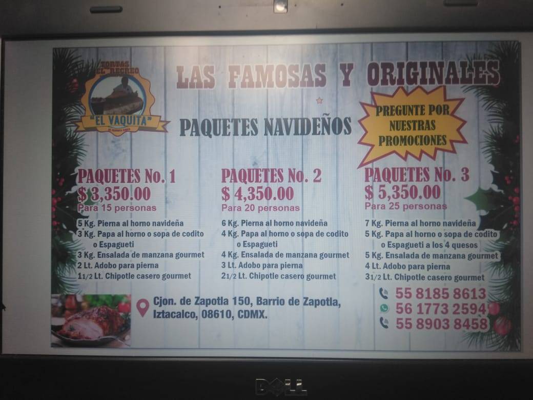 Carta Del Restaurante Tortas El Recreo Las Originales El Vaquita