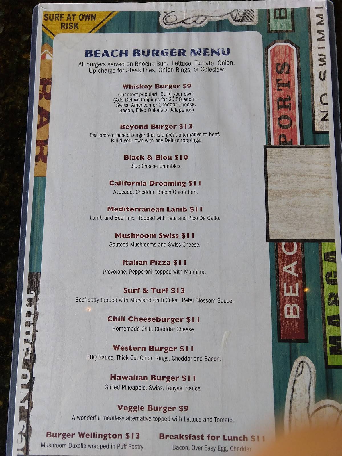 Menu at Cadillac Cove pub & bar, Satellite Beach, Florida A1A