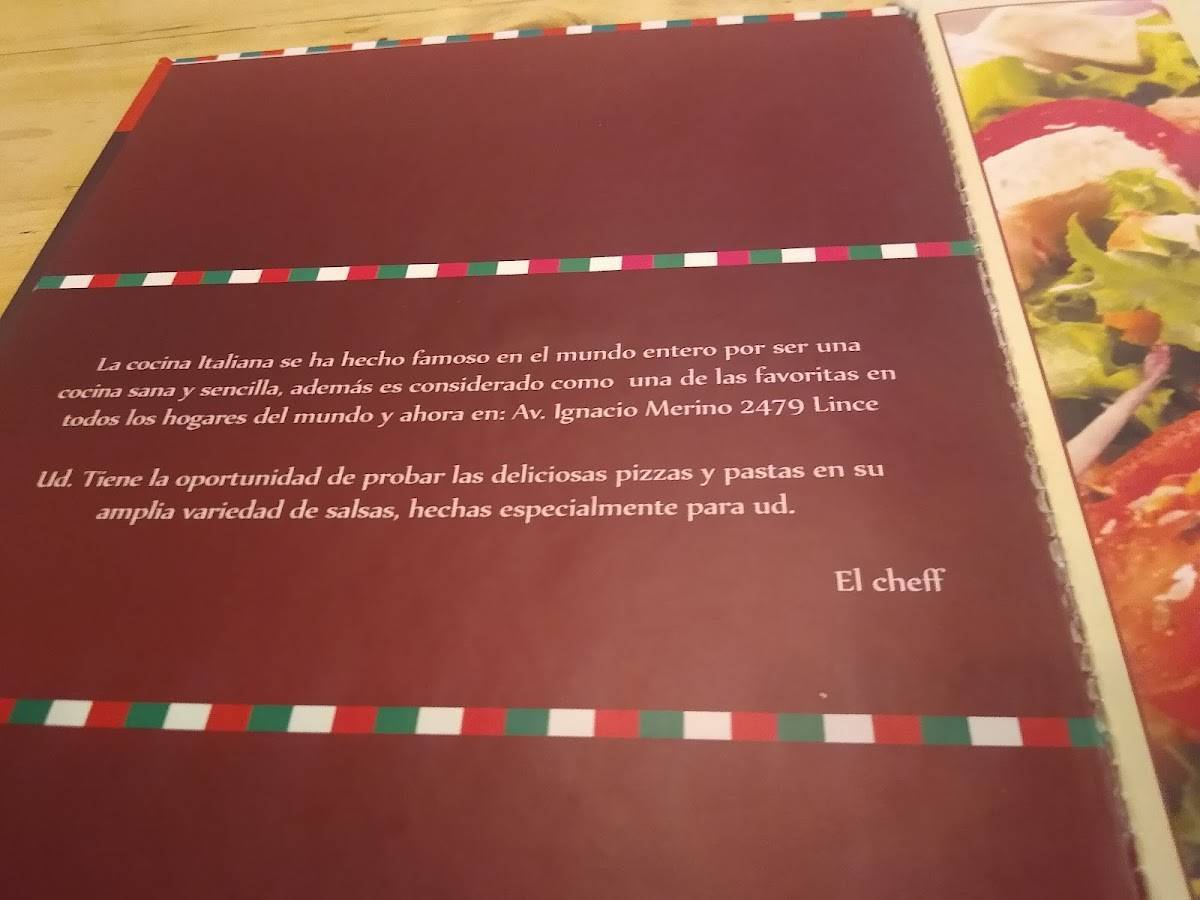 Carta de ZARELLE PIZZERIA & TRATTORIA, Lince