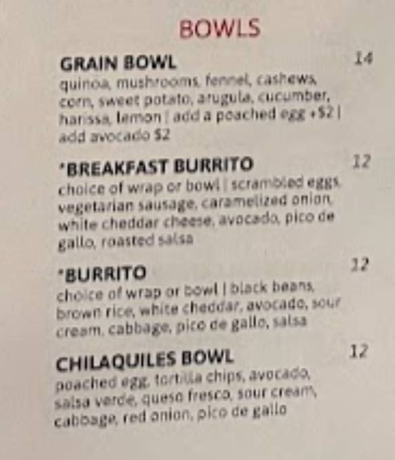 Menu at Zinc Café & Market restaurant, Laguna Beach