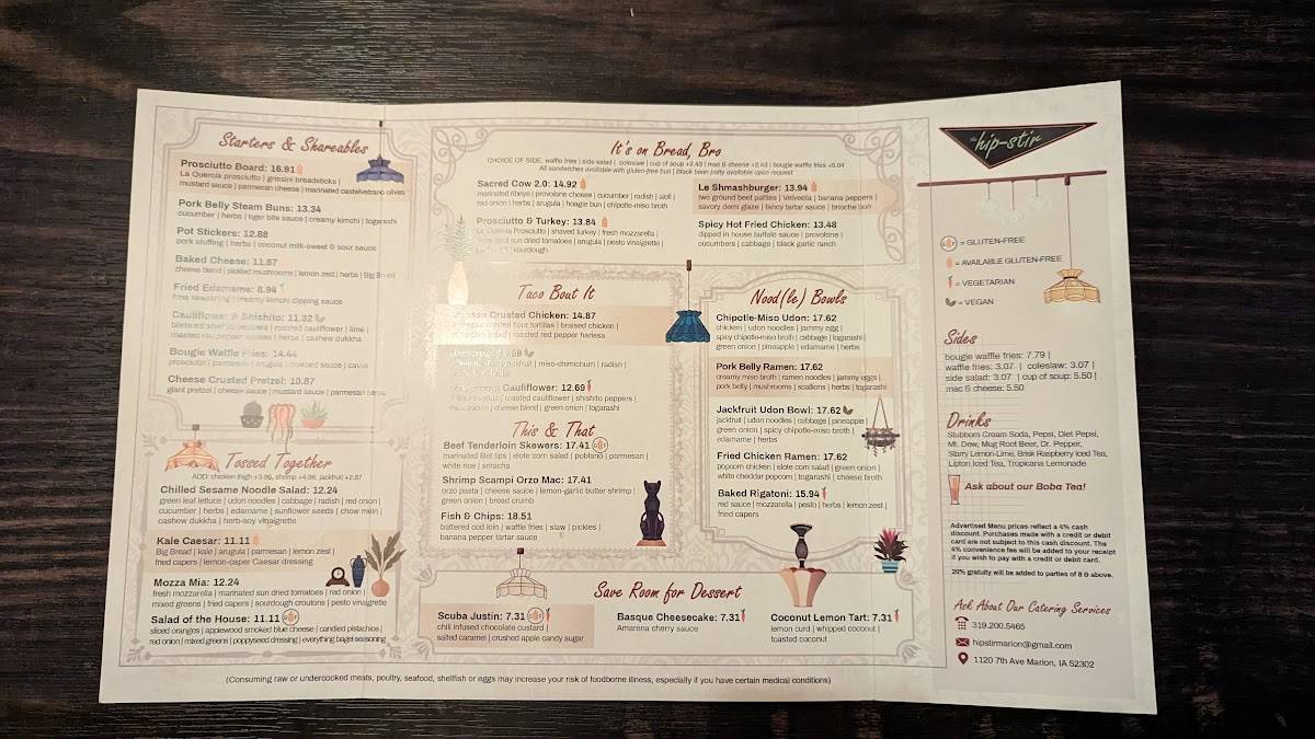 Menu at the hipstir pub & bar, Marion