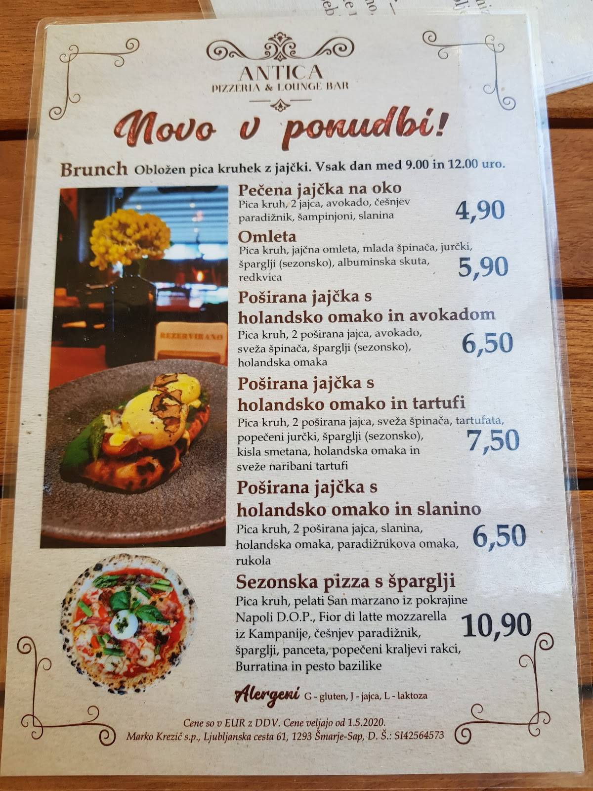 Speisekarte von ANTICA pizzeria & lounge bar, Grosuplje