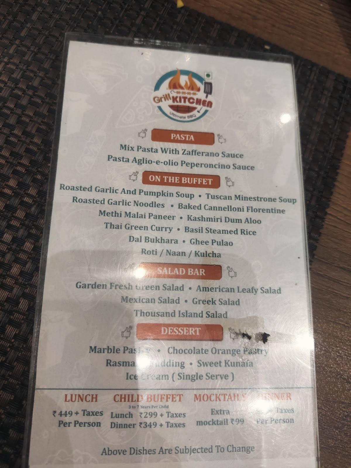 Menu at Grill kitchen Ultimate BBQ Motera, Ahmedabad