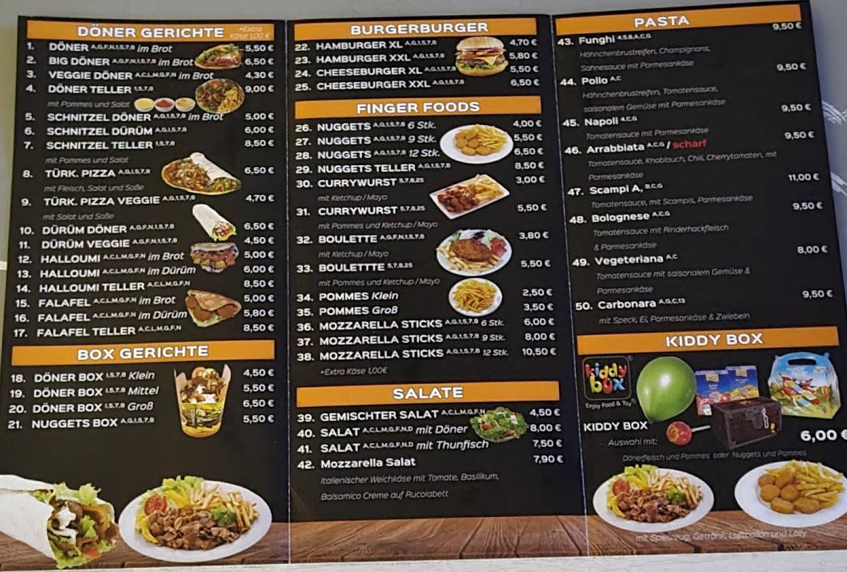 Speisekarte von Ali Baba Döner restaurant, Bad Berneck im Fichtelgebirge