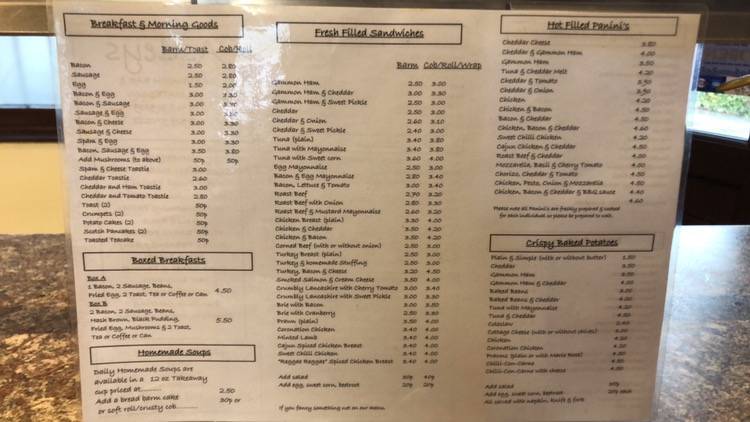 Menu at Astleys Sandwich and Deli Bar, Atherton