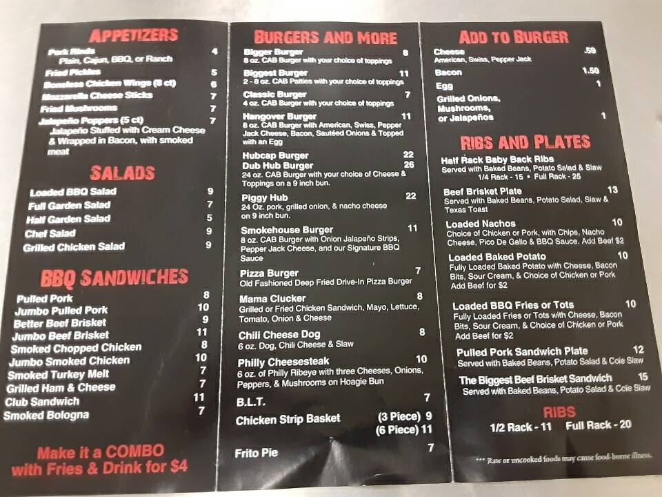 Menu at Bigger burger better bbq, Batesville