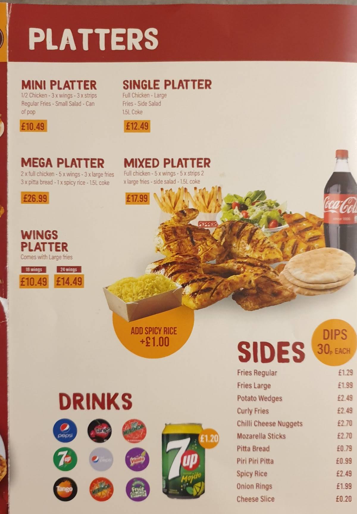 Menu at Peppers Alum Rock fast food, Birmingham, 233235 Alum Rock Rd