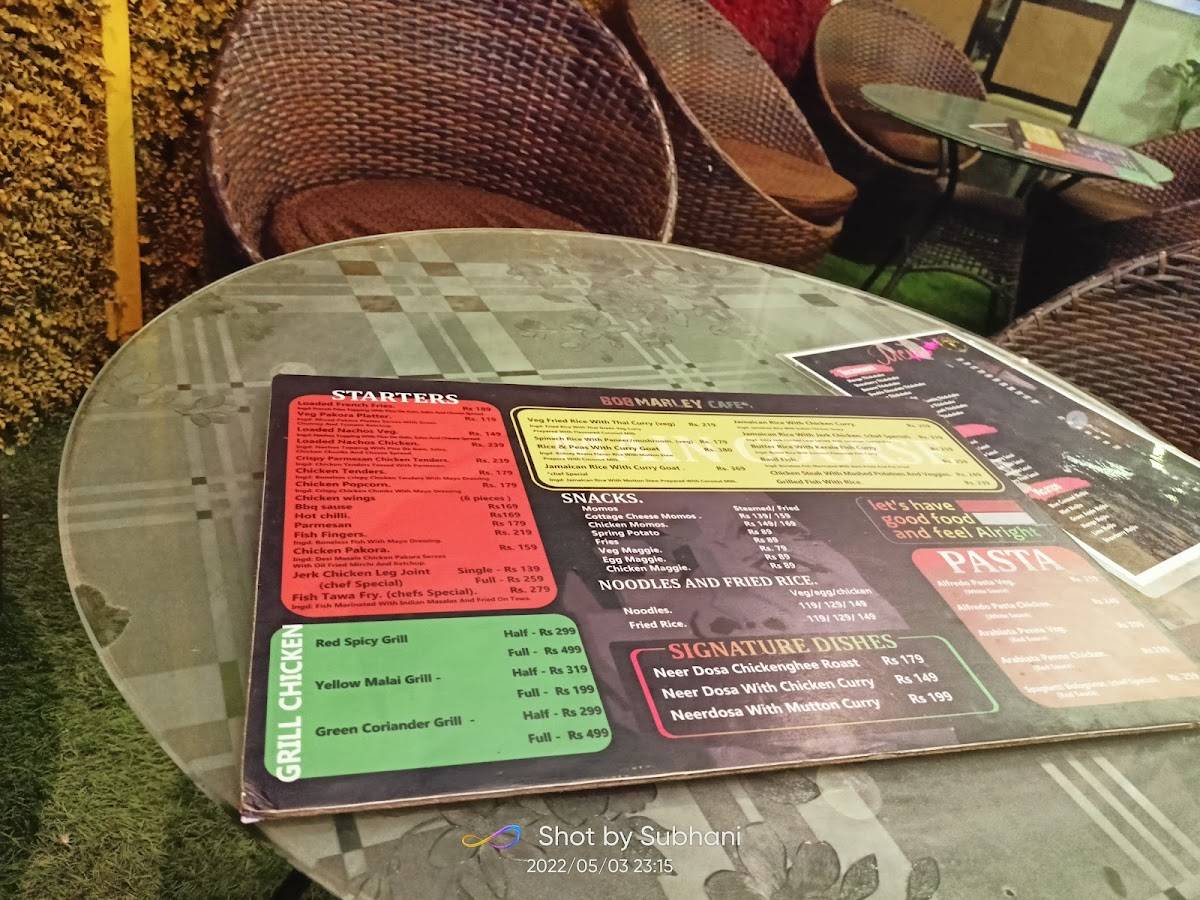 Menu at Bob Marley Cafe, Hyderabad
