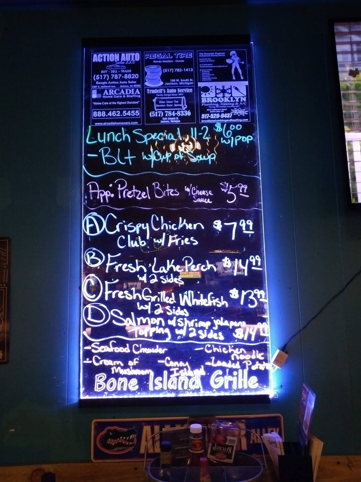 Menu at Bone Island Grille pub & bar, Jackson