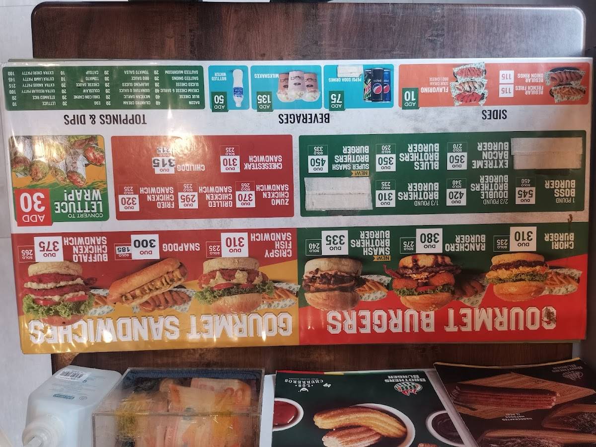 Menu at Brothers Burger Caltex SLEX Biñan restaurant, Biñan