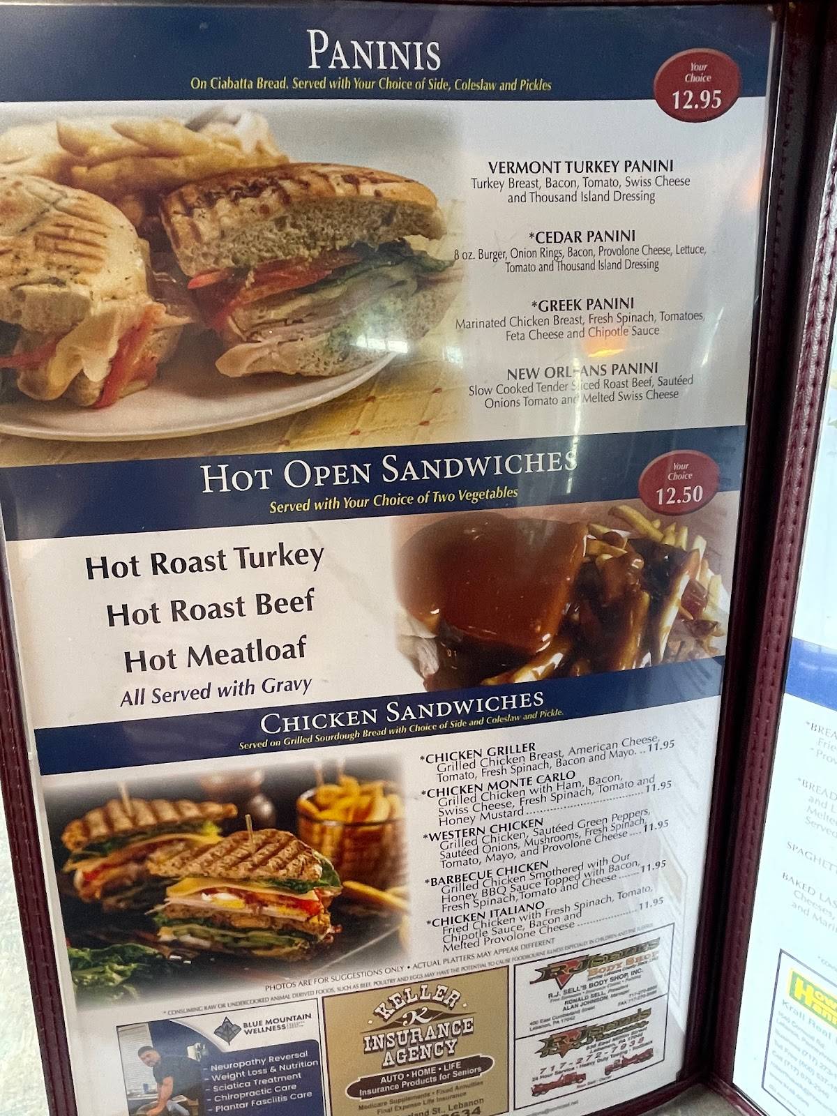 Menu at Cedar Grill restaurant, Lebanon