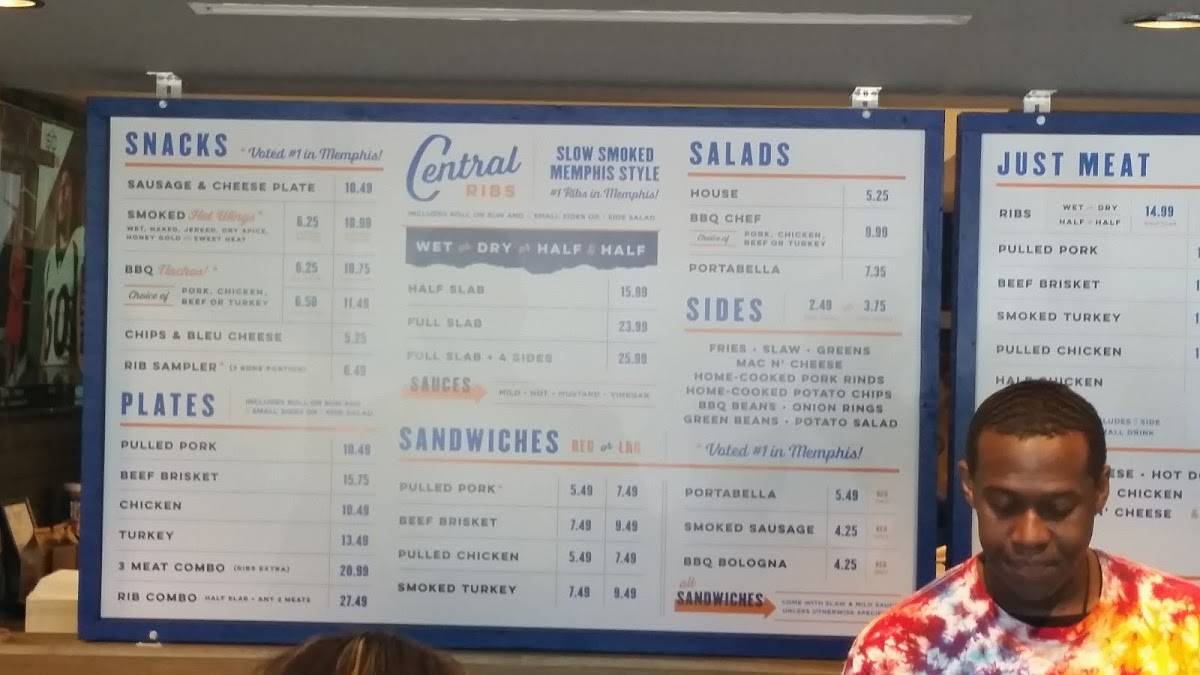 Menu at Central BBQ - Poplar, Memphis, Poplar Ave