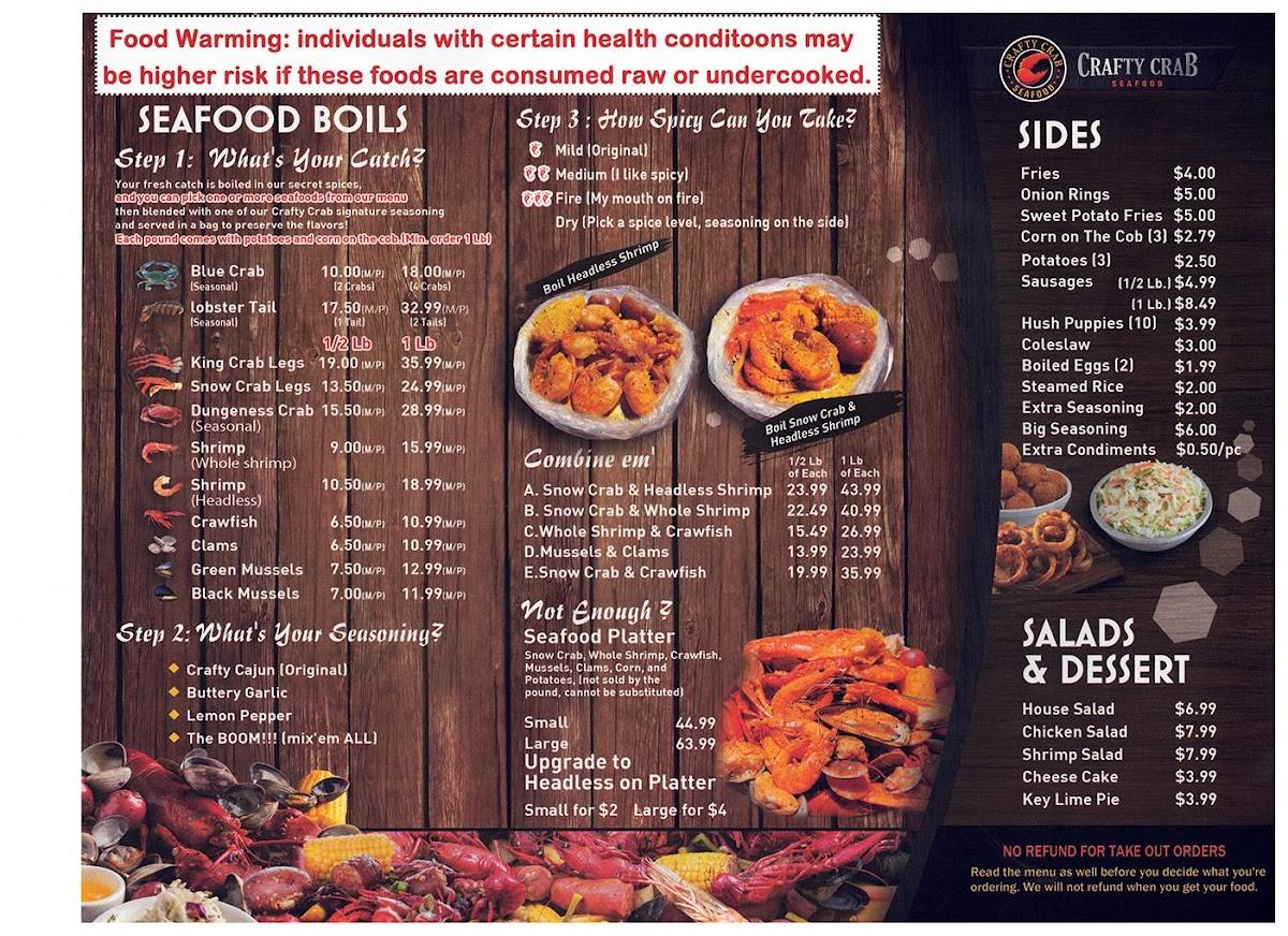 Menu at Crafty Crab Richmond Southside Plaza restaurant, Richmond