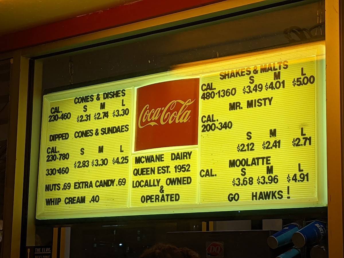 Menu at Dairy Queen restaurant, Iowa City, 526 S Riverside Dr