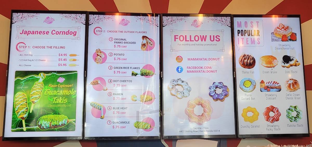Menu at MaMa YaTai & Donuts desserts, Davie