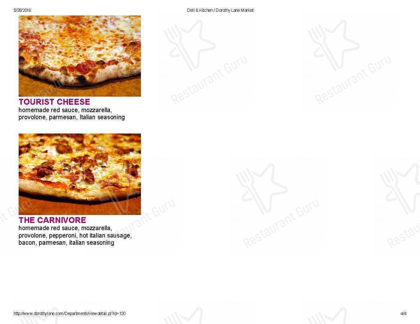Menu at Dorothy Lane Market restaurant, Springboro