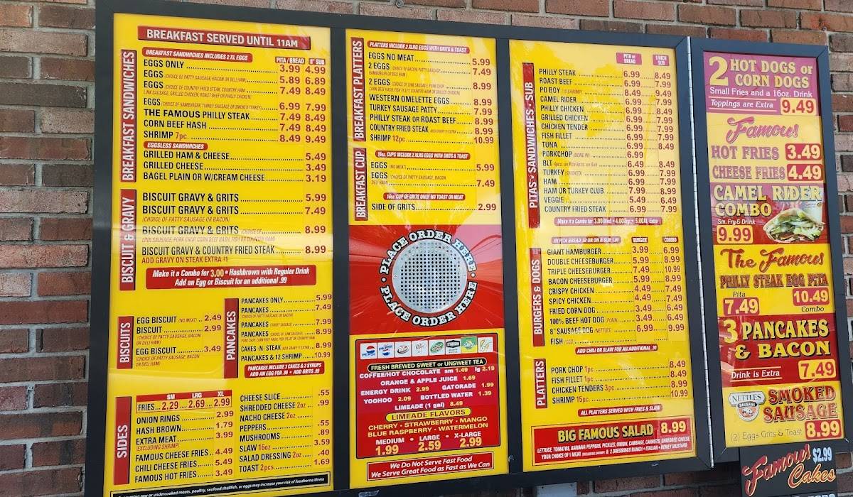 Menu at Famous Sandwiches restaurant, Jacksonville, Cassat Ave