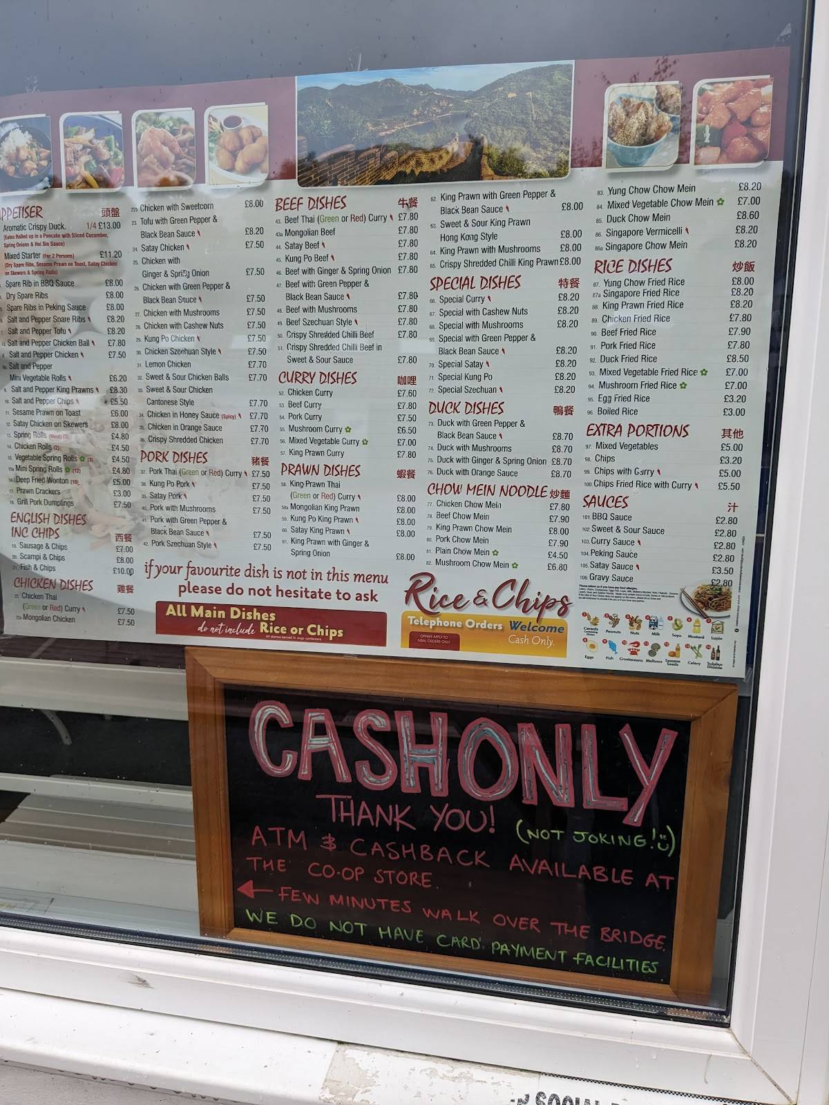Carta de comida rápida Rice & Chips, Kinlochleven