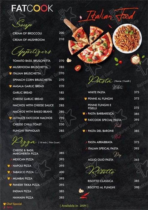 Fatcook menu