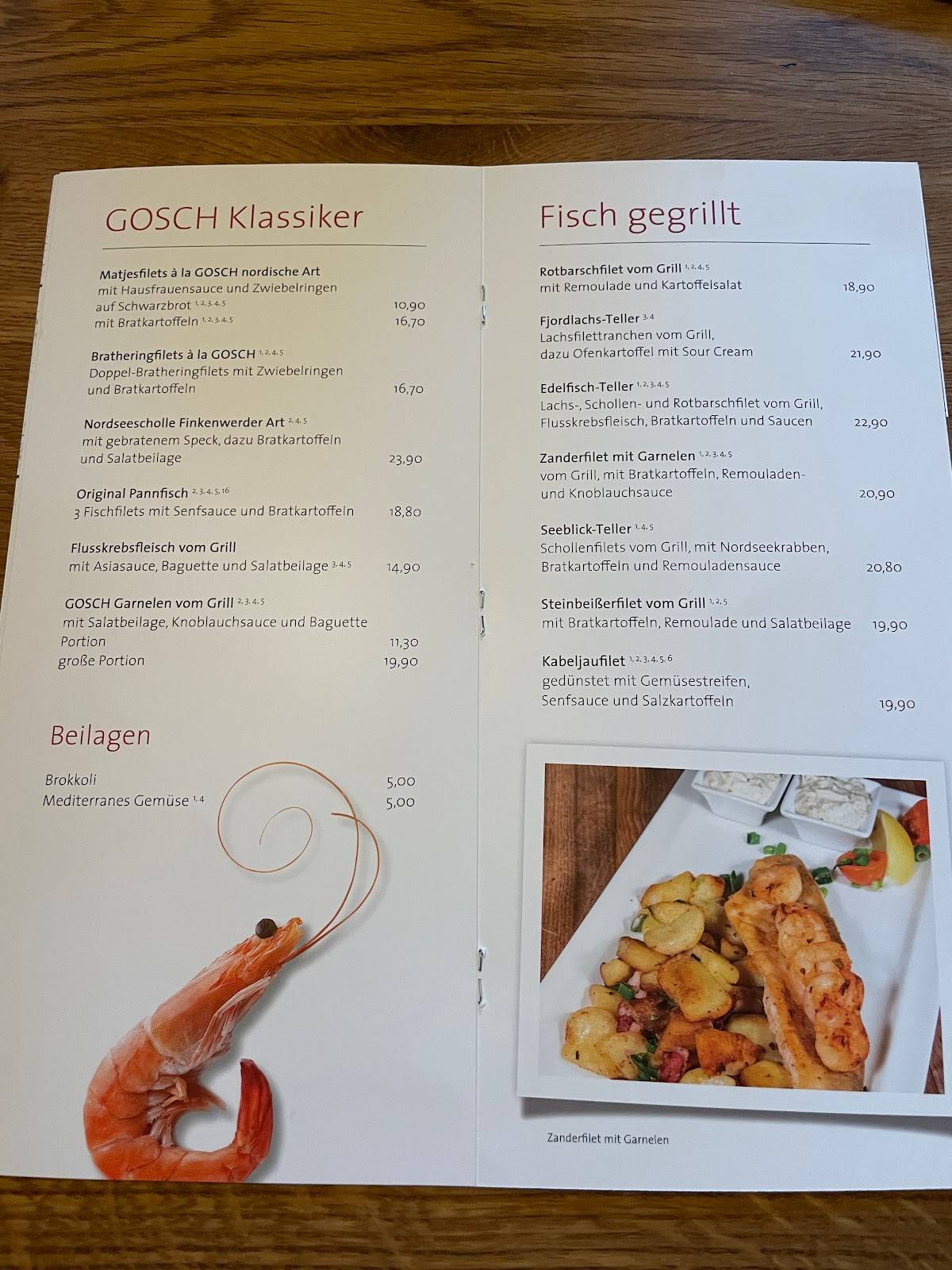 Speisekarte von GOSCH SYLT Warnemünde restaurant Rostock