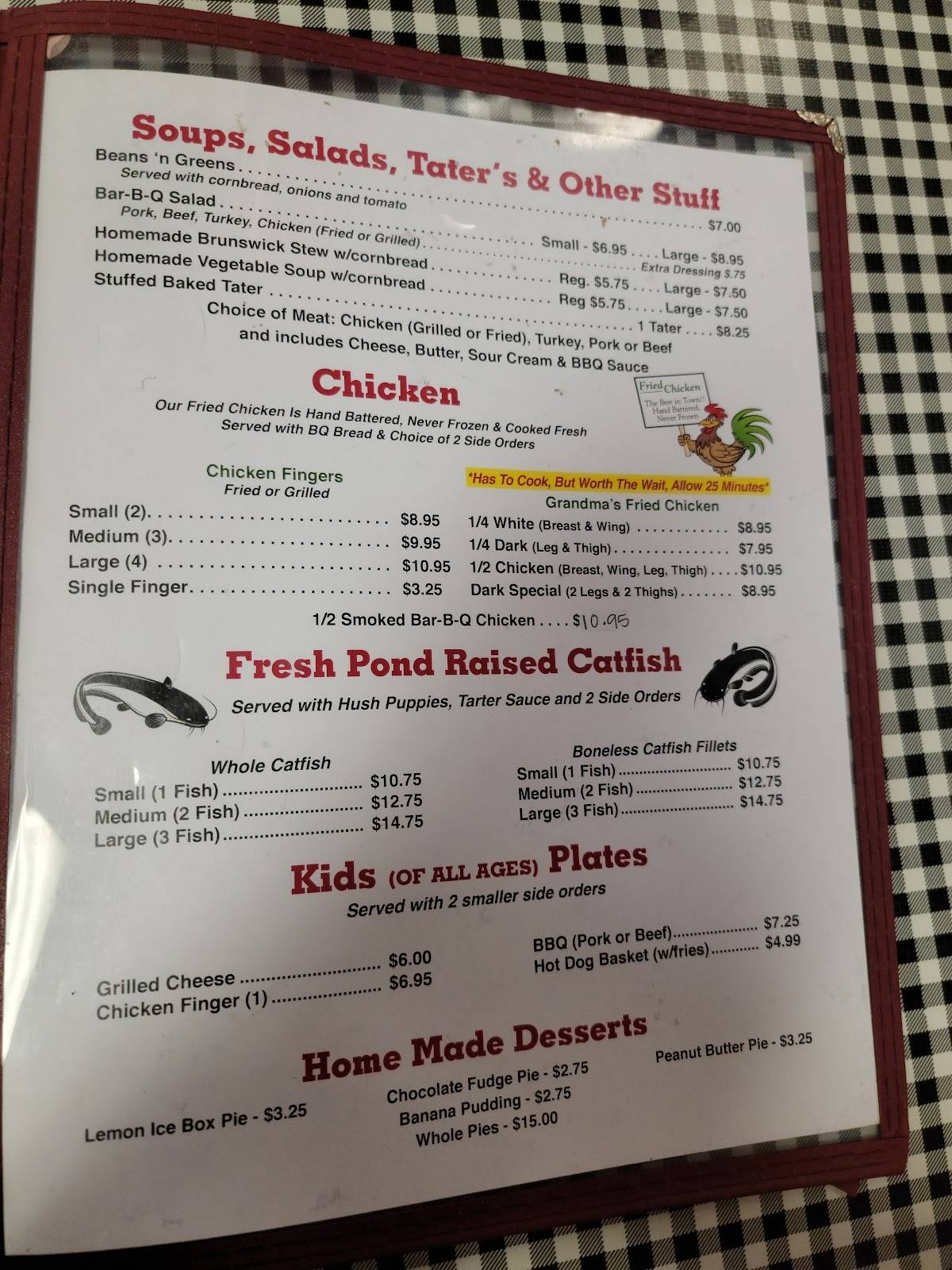 Menu At Pruett's Bar-B-Q, Gadsden