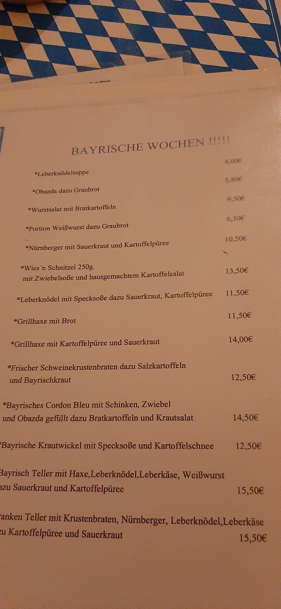 Speisekarte Von Gasthof Zum Stern Restaurant Nassau