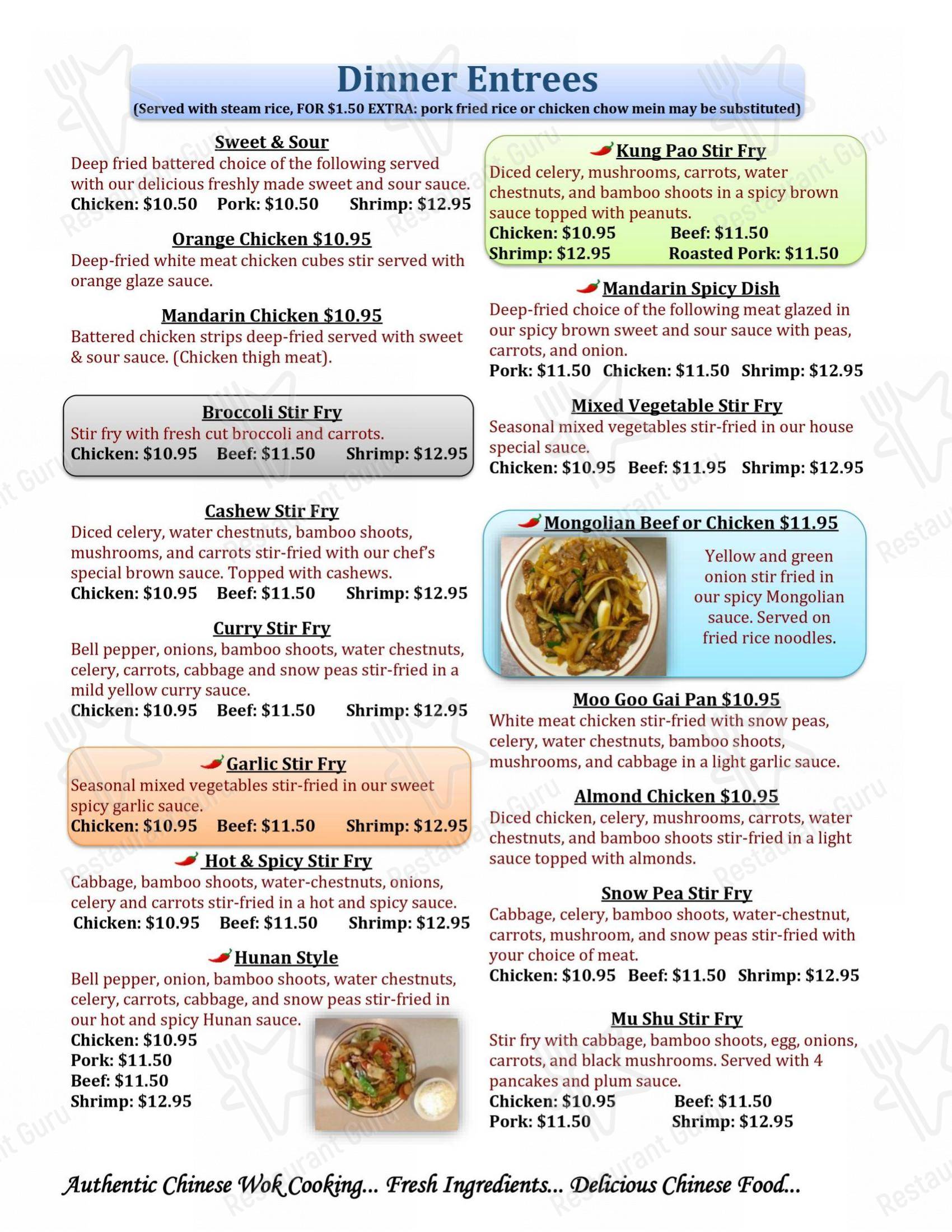 Menu at Golden Ocean Chinese Restaurant, Homedale