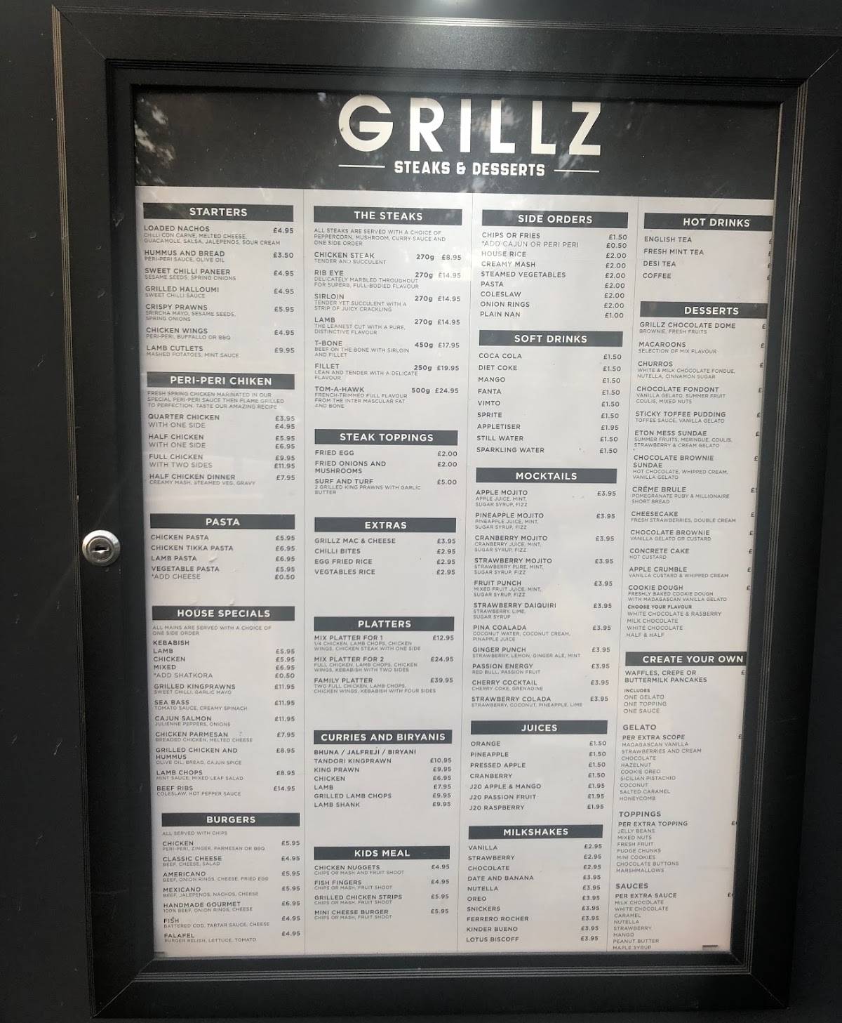 Menu at Grillz Steaks & Desserts, Birmingham, Coventry Rd
