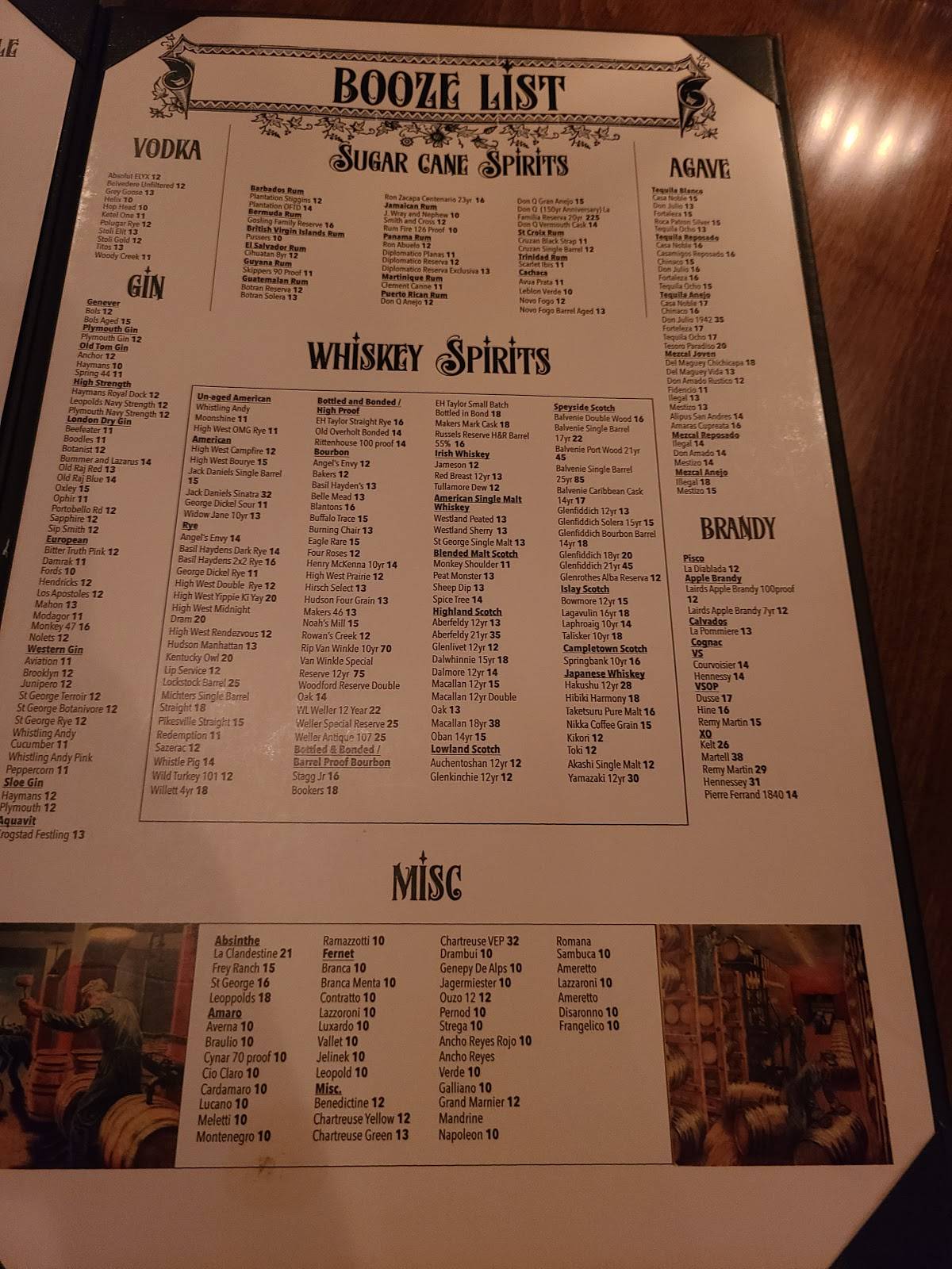 Menu at Herbs and Rye pub & bar, Las Vegas
