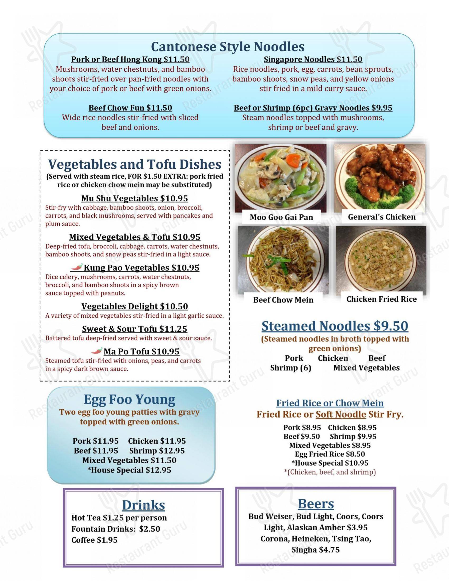 Menu at Golden Ocean Chinese Restaurant, Homedale