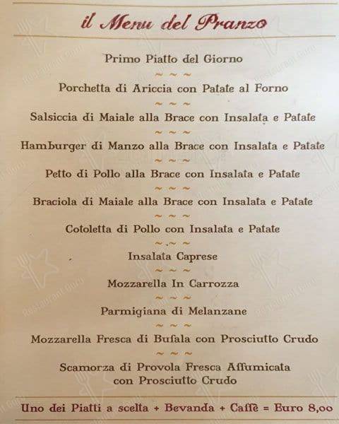 I Fraschettari menu