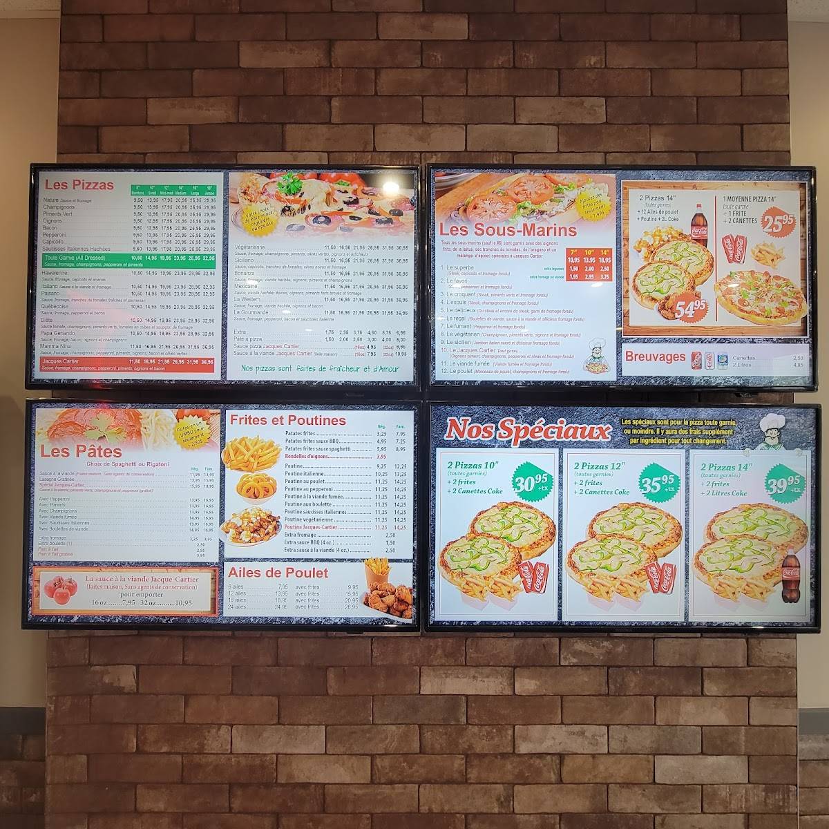 Menu au Jacques Cartier Pizza StJeansurRichelieu pizzeria, Saint