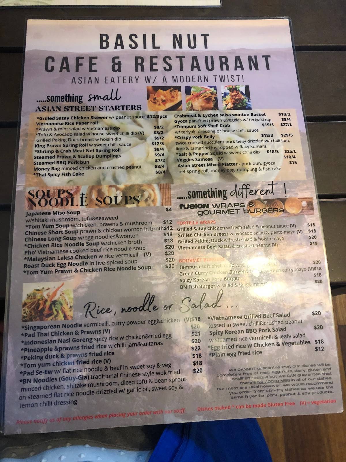 Menu at Basil Nut Cafe & Restaurant Katoomba, Katoomba