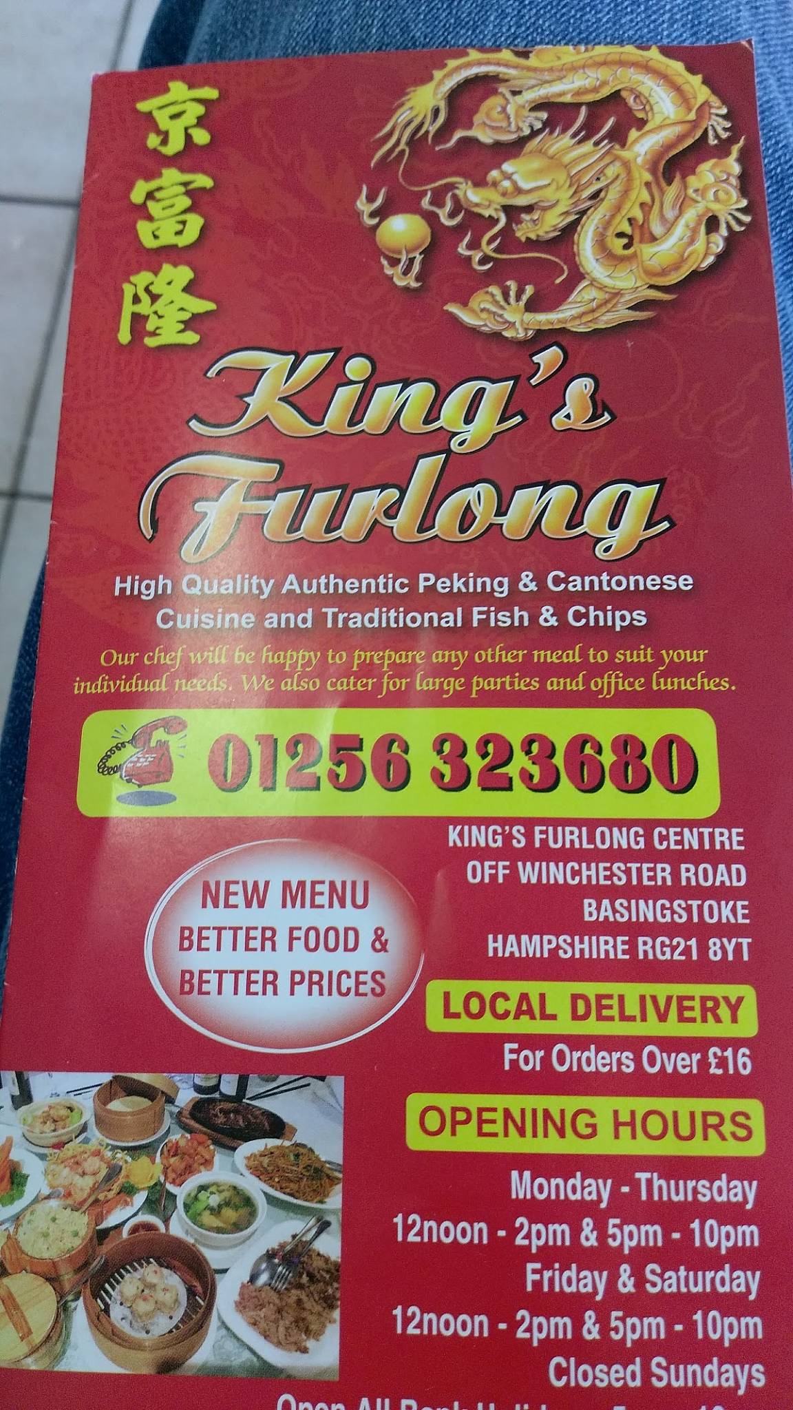 Menu at King’s Furlong Takeaway fast food, Basingstoke