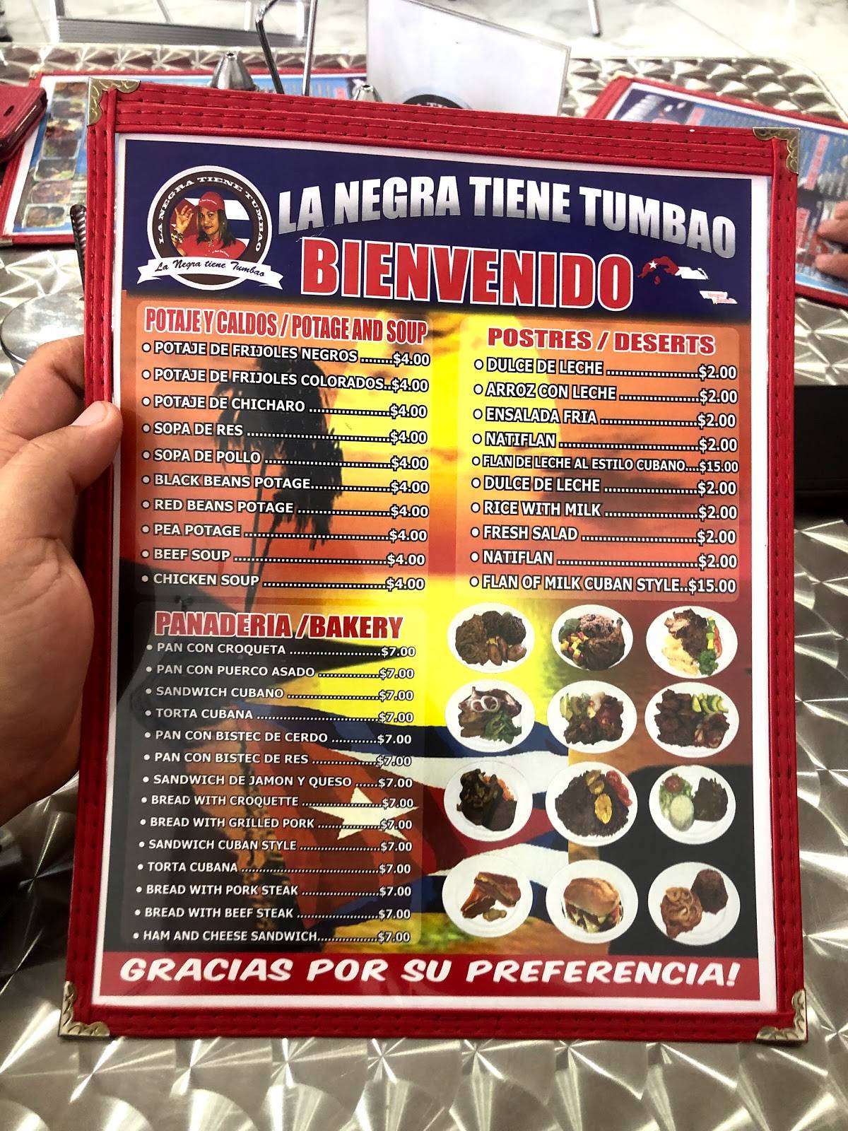 Carta de cafetería La Negra Tiene Tumbao, Houston, S Gessner Rd