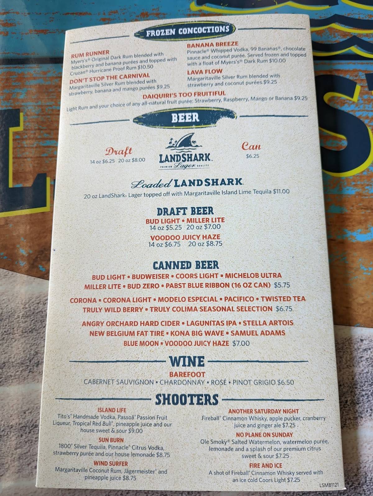 Menu at LandShark Bar & Grill Myrtle Beach, Myrtle Beach, N Ocean Blvd