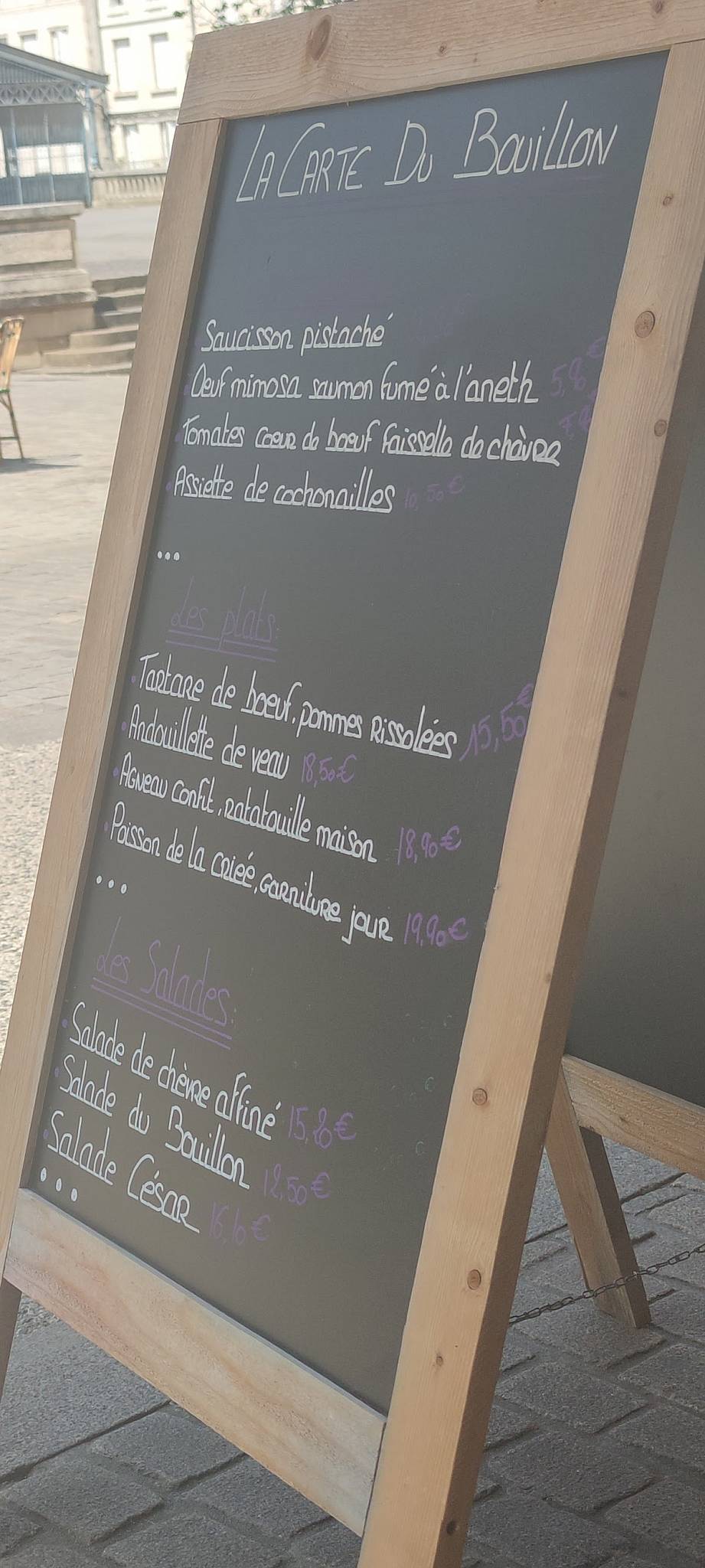 Menu at Le bouillon restaurant, Niort