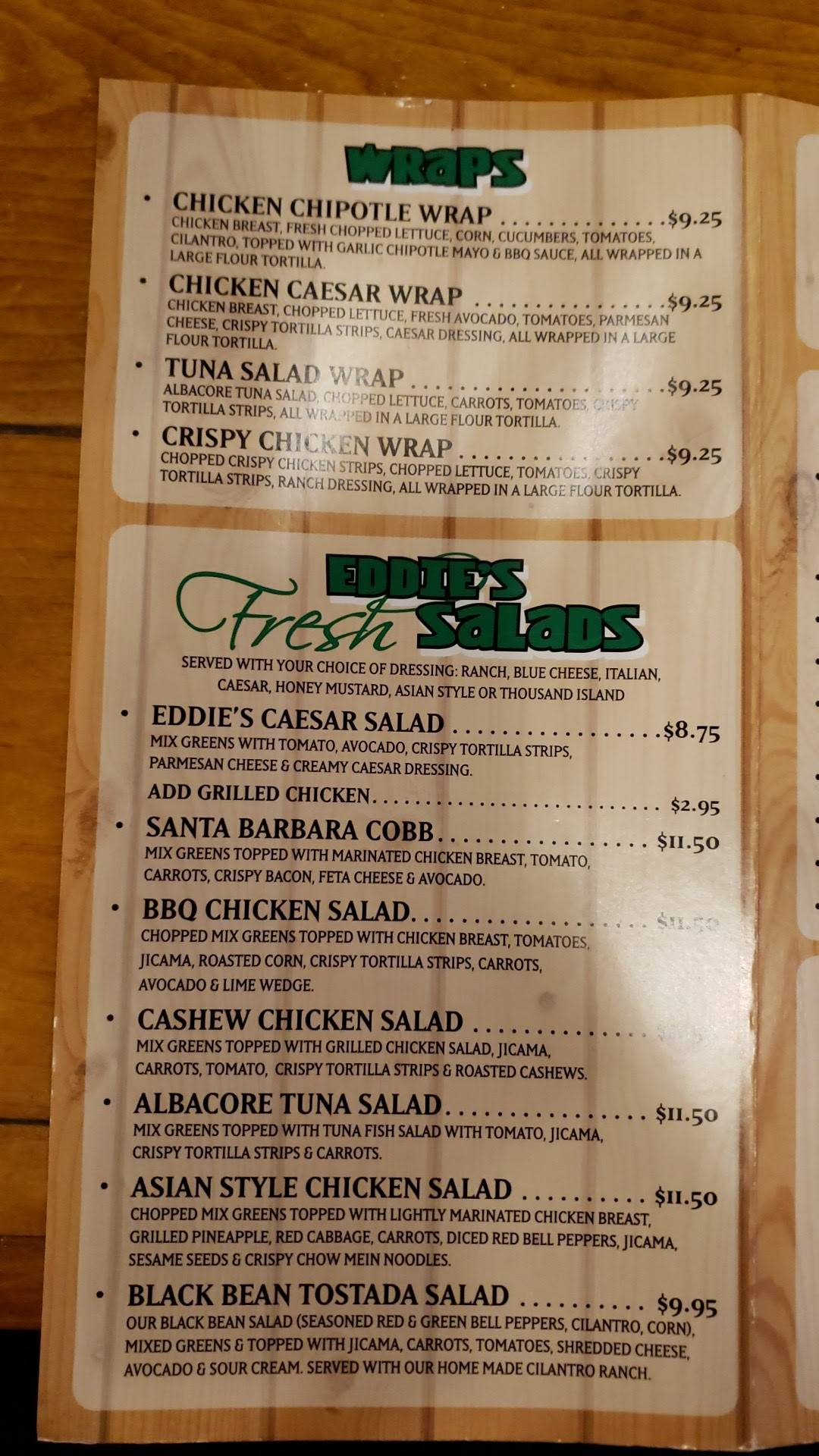 Menu at Eddie's Grill fast food, Lompoc, N H St