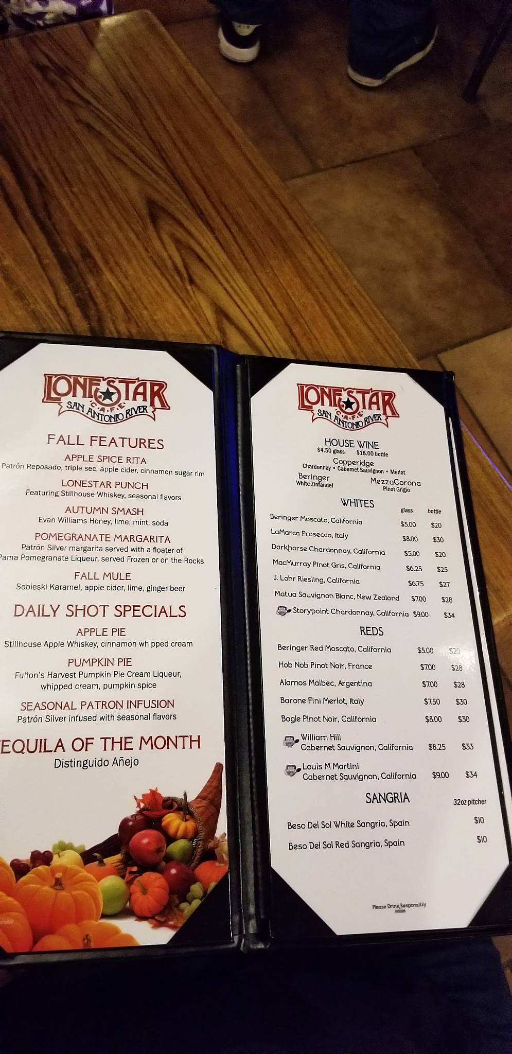Menu at Lone Star Cafe, San Antonio, 237 Losoya St