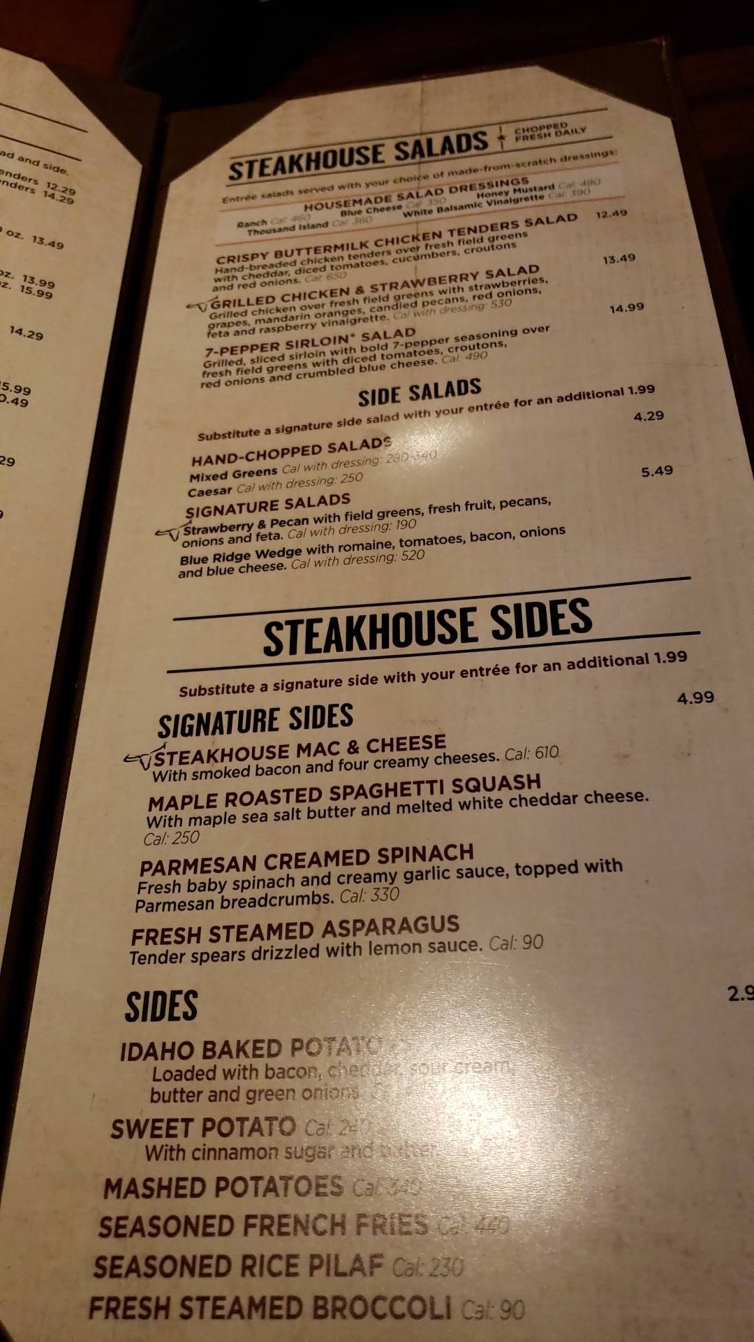Menu at LongHorn Steakhouse, Hot Springs
