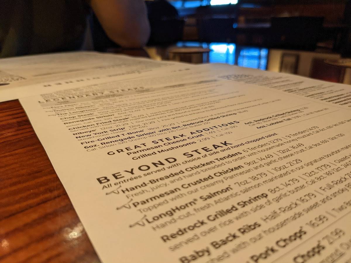 Menu at LongHorn Steakhouse, Hot Springs
