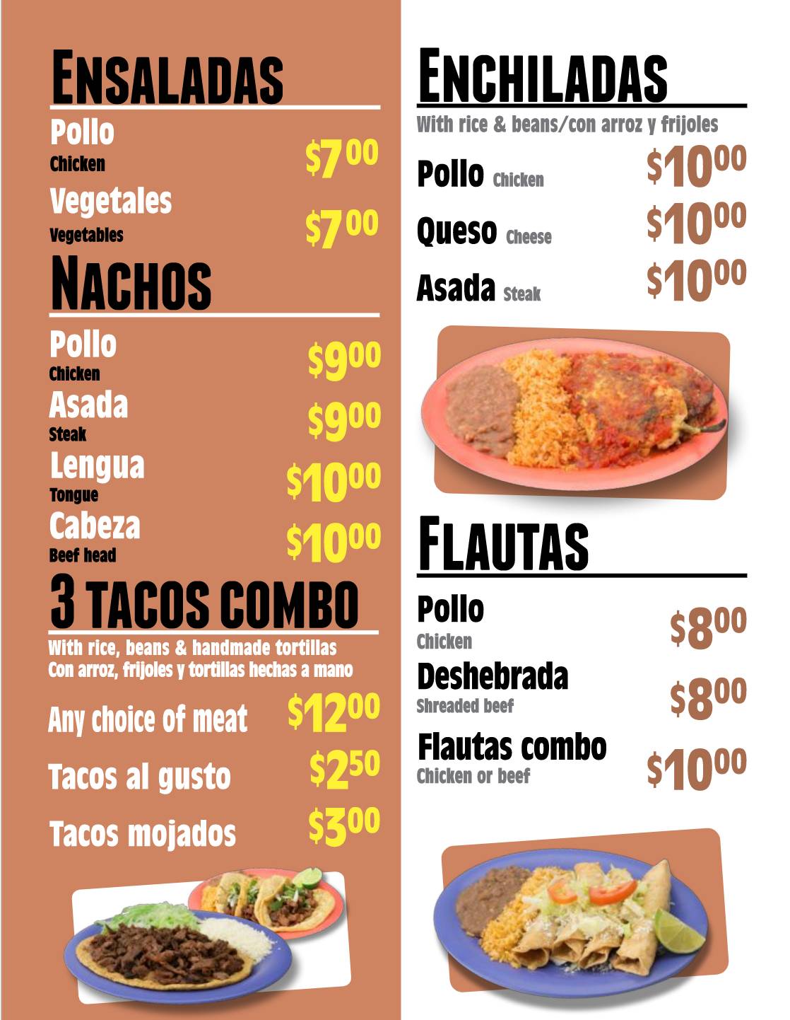 Menu at La Cocinita Restaurant Familiar, Los Angeles, Van Nuys Blvd