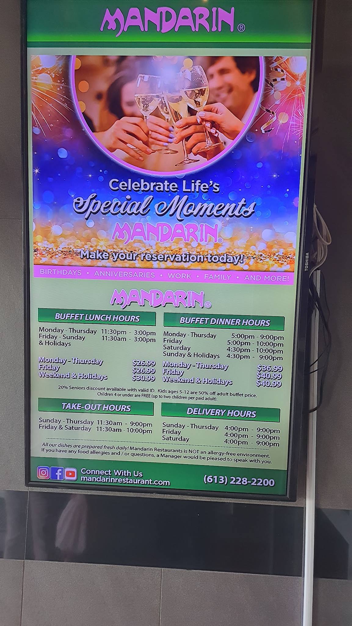 Menu at Mandarin Restaurant, Ottawa, 290 W Hunt Club Rd