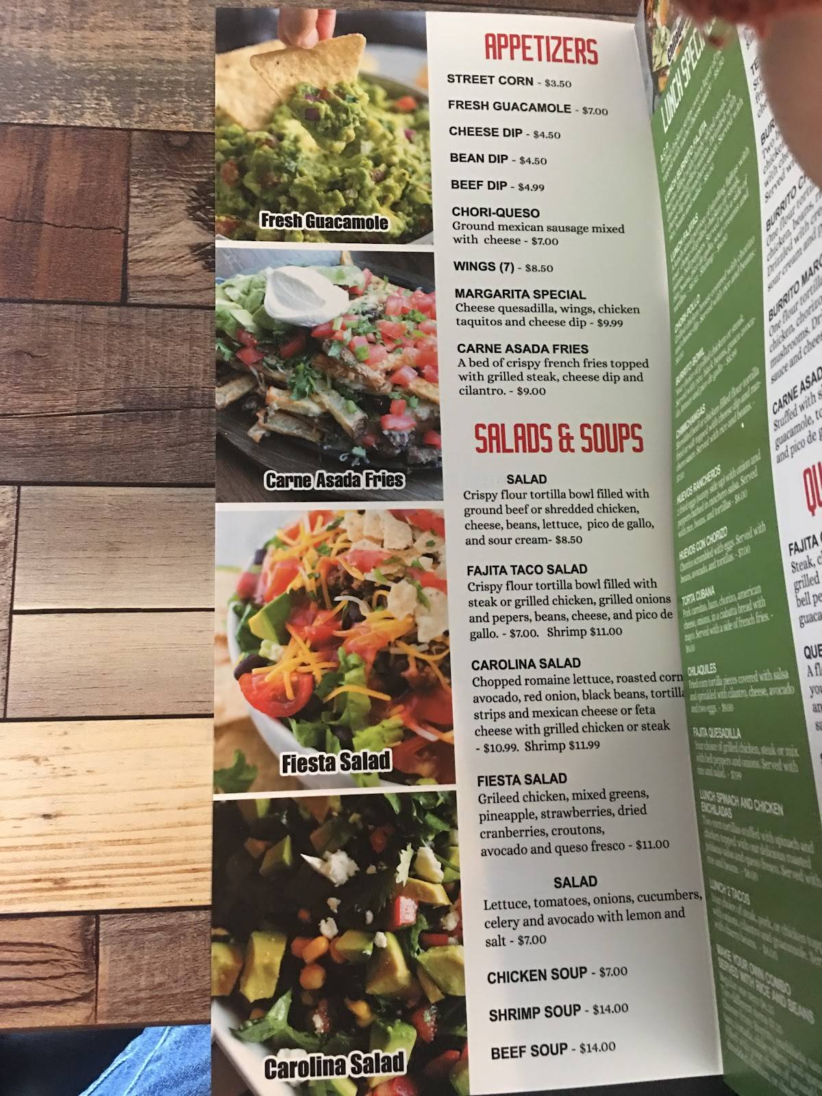 Menu at Margarita house bar & grill, Zebulon