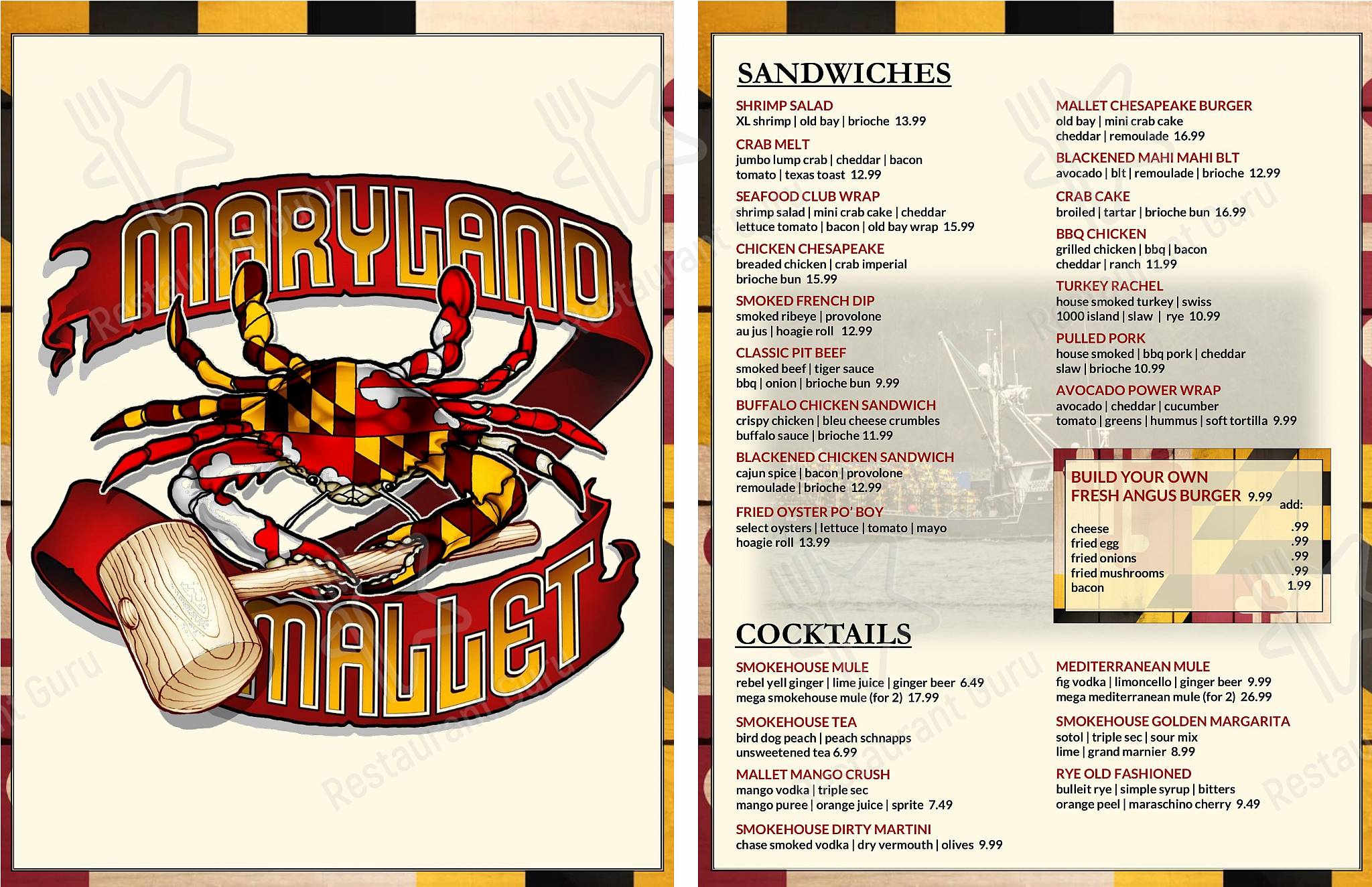 Menu at Maryland Mallet Restaurant & Smokehouse Pub, Westminster