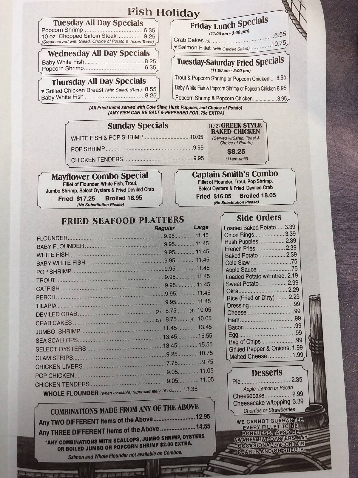 Menu At Mayflower Seafood Restaurant Reidsville