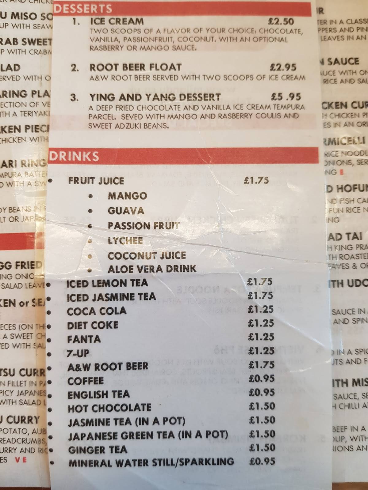 Menu at Mii & U Oriental restaurant, Milton Keynes