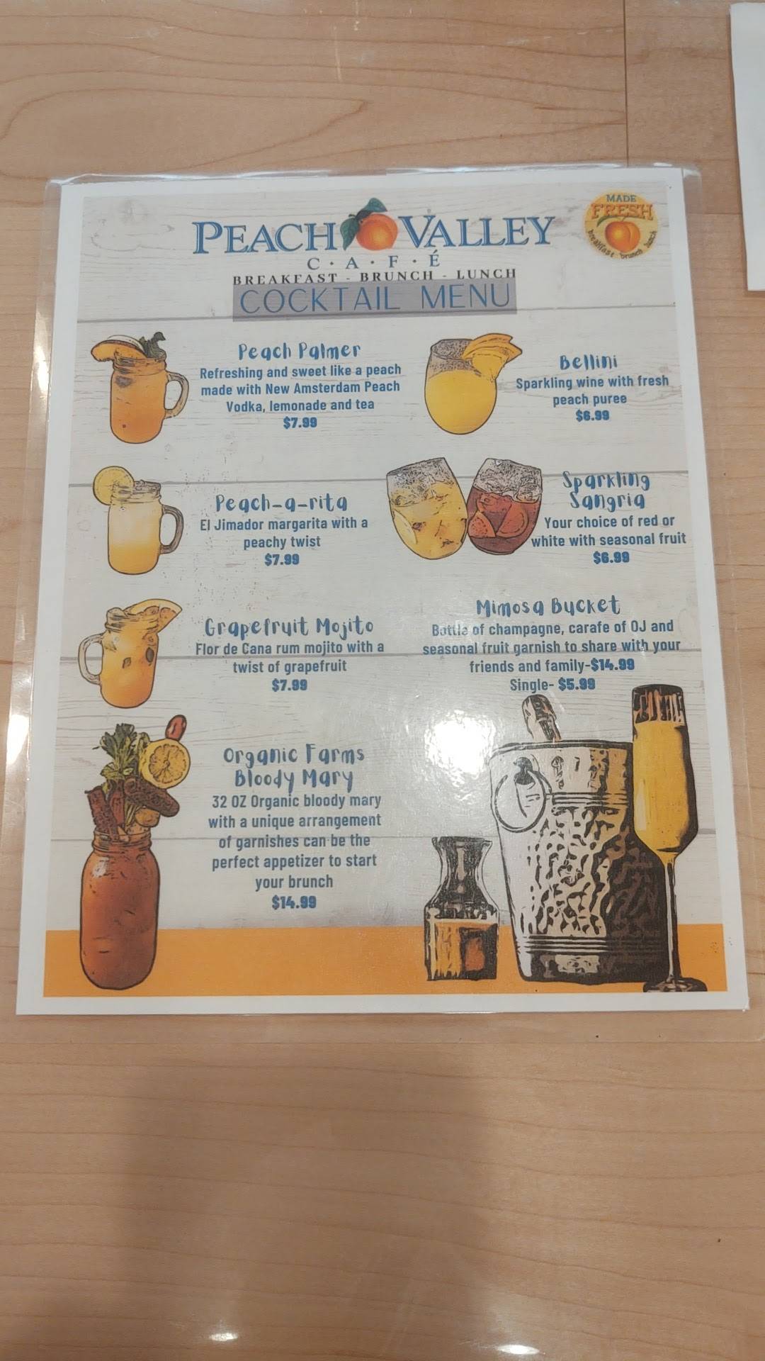 Menu at Peach Valley Café cafe, Mount Dora