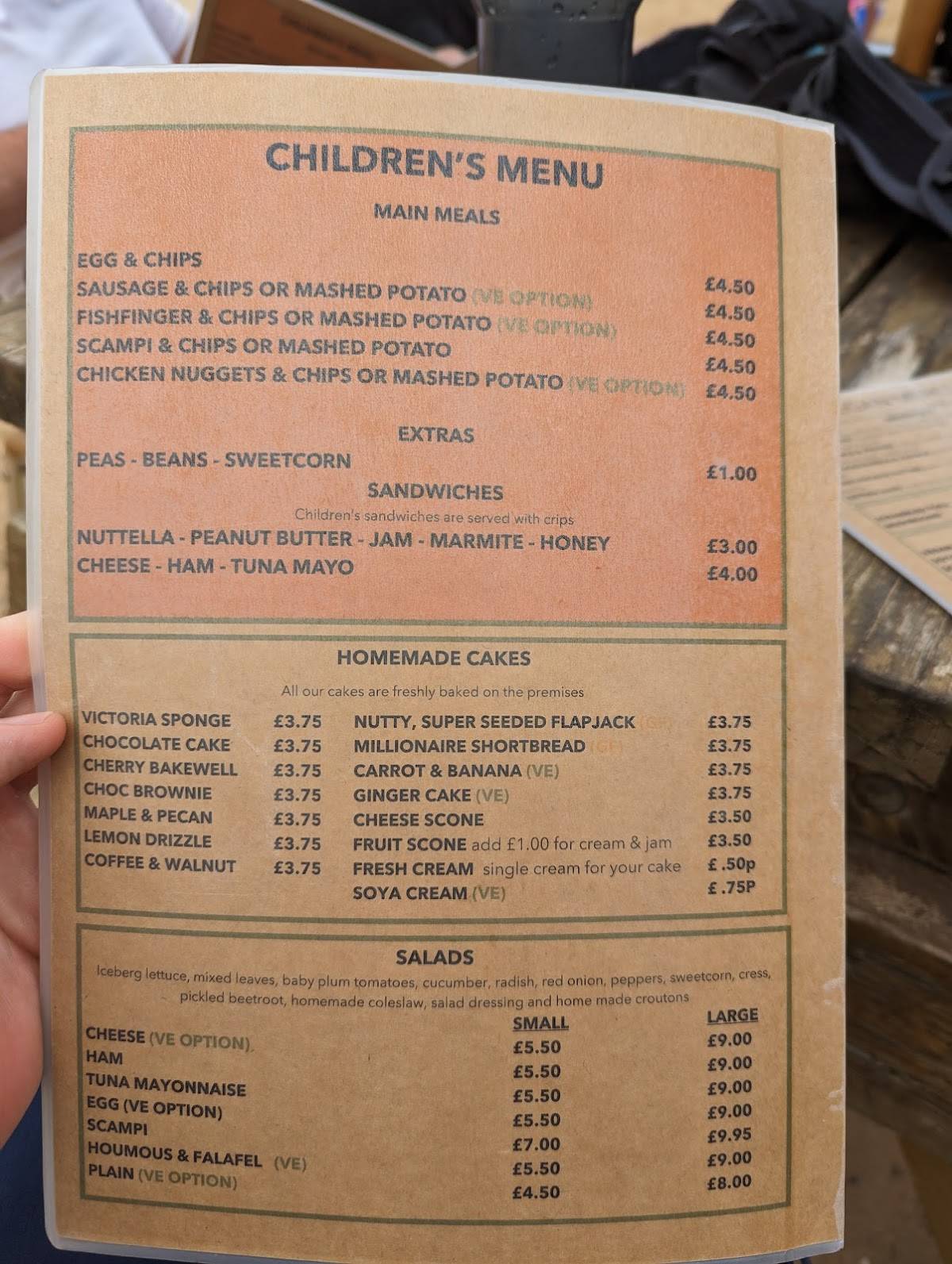 Menu at Old Town Beach Cafe, Hunstanton